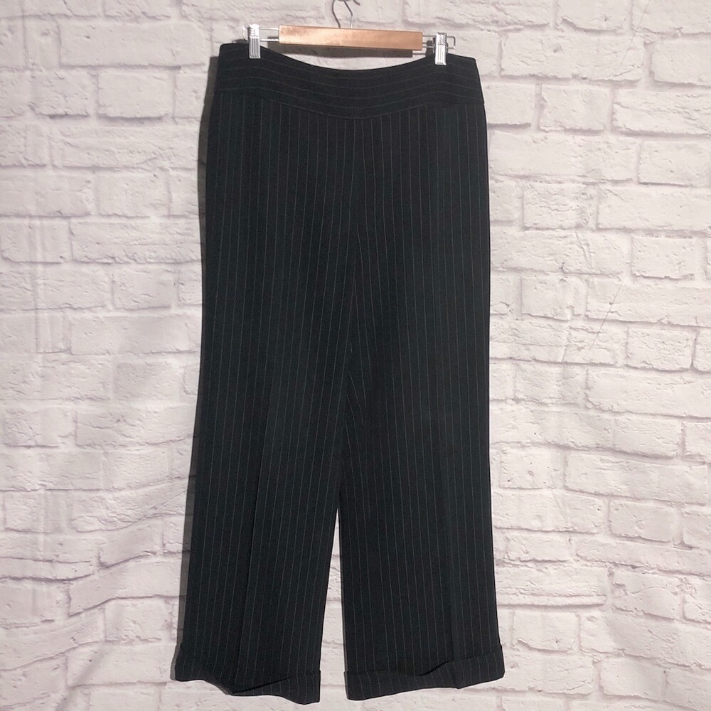 Jones New York Black Pinstripe Wide Leg Pants NWOT Size 14